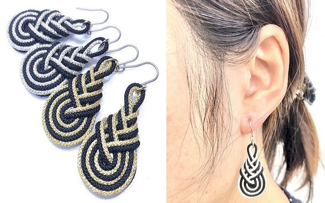 【※使用しない※】組紐チタンピアスみょうが黒金 