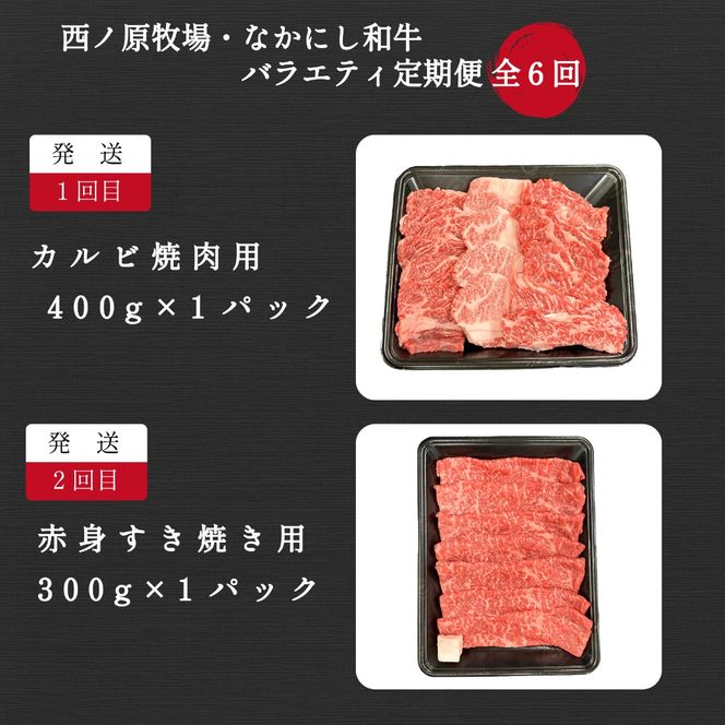 【定期便 全6回】宮崎県西ノ原牧場・なかにし和牛バラエティ定期便（牛肉 黒毛和牛 すき焼き しゃぶしゃぶ 焼肉 赤身 ステーキ 定期便）