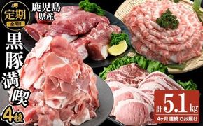 【定期便全4回】 鹿児島県産黒豚の満喫定期便(計5.1kg) t0058-004