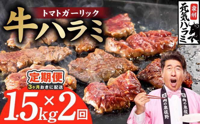 G4771 【分けて届く定期便】トマトガーリック 牛ハラミ 1.5kg（300g×5P）【牛肉 はらみ 小分け 焼肉 お弁当 BBQ 訳あり ワケアリ わけあり サイズ不揃い 規格外 全2回】