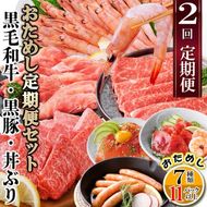 定期便2回配送　鹿児島県産黒毛和牛・黒豚・漬丼　お試し定期便セット DD-6007 【1486099】