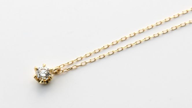 K18イエローゴールド　天然ダイヤモンド0.10ｃｔ　爪留めネックレス FNP-2 250-002