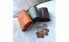本革 三つ折りミニ財布 シボ入り栃木レザー ファッション小物 革小物 レザー小物 ウォレット コンパクト カード入れ 小銭入れ お札入れ 