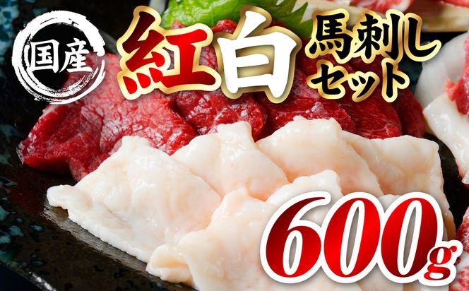 国産 熊本肥育 紅白馬刺しセット 合計600g （赤身500g・コウネ100g） 馬肉 赤身 コウネ たてがみ 刺し身 刺身 新鮮 ヘルシー おつまみ 晩酌 贈り物 真空パック ブロック 冷凍 熊本県 八代市
