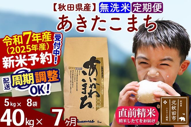 ※令和7年産 新米予約※《定期便7ヶ月》秋田県産 あきたこまち 40kg【無洗米】(5kg小分け袋) 2025年産 お届け周期調整可能 隔月に調整OK お米 藤岡農産|foap-31107