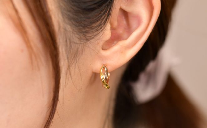 K18/K18PGダイヤカットツイストピアス　Y1483 260-001