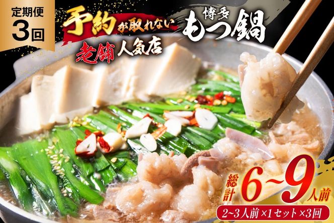 定期便 博多 本格 もつ鍋 2～3人前×3回【老舗人気店】 モツ鍋 もつなべ / 博多もつ鍋 太閤 / 福岡県 筑紫野市 [21760398]