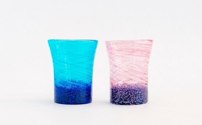 《琉球ガラス匠工房》紺碧の海・紺碧の夕陽グラスセット