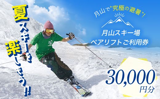 FYN6-541 月山スキー場ペアリフトで使える リフトご利用券 30000円分 月山スキー 月山登山 スキー 登山 山登り ハイキング トレッキング 旅行 体験 チケット 山形県 西川町 月山