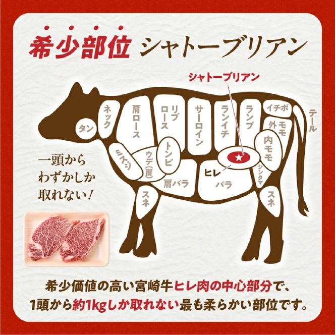 【A4等級以上】宮崎牛シャトーブリアン1枚 150g（内閣総理大臣賞 A4 A5 宮崎牛 牛肉 黒毛和牛 赤身 希少部位 焼肉 ステーキ）