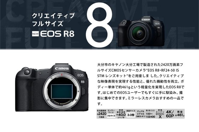 【R14149】キヤノンミラーレスカメラ EOS R8・RF24-50 IS STM レンズキット