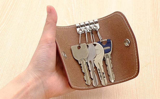 牛革 シンプルキーケース（4連金具）ナチュラル｜北海道 滝川市 革 革製品 キーケース キー 鍵 鍵ケース ケース