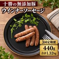 3ヵ月定期便 十勝の無添加豚 ウインナー 20本前後(110g×4) 計440g ［うらがみミート］ 無塩せき 保存料・結着剤不使用【 ウインナー ソーセージ 詰め合わせ 肉 豚 国産 惣菜 おつまみ 料理 加工品 北海道 十勝 幕別 】