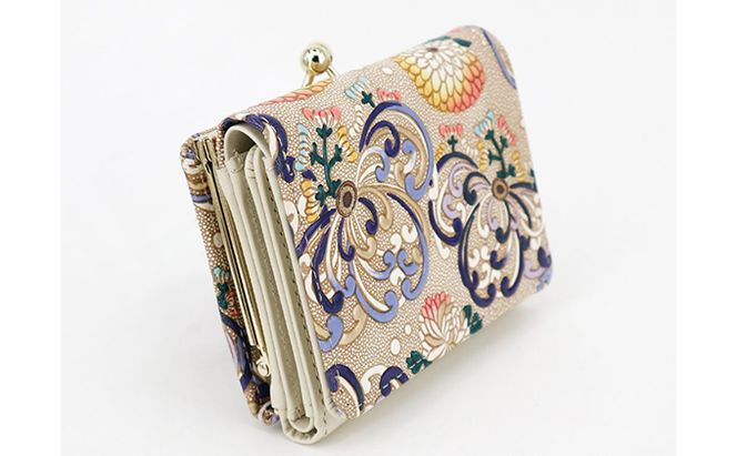 【文庫屋大関】三つ折りミニ財布　乱菊（青紫）【皮革工芸品】 ファッション 小物 民芸品 お札 カード 小銭 手のひらサイズ コンパクト 大人かわいい 牛革 手作り 国産 