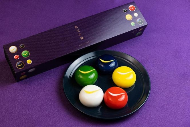 「水玉の陣」 - Gift Box 5 piece -　【お菓子・チーズケーキ・水玉の陣・5個・宝石・上品・華やか・スイーツ・クリームチーズ・ブルーベリー・ゆず・ずんだ地元食材】 041009_CZ001