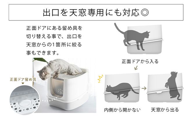 ツードア猫トイレ 本体 フルカバー 2ドア 猫 トイレ 大きい 活性炭フィルター付き スコップ付き 飛び散り防止 散らかりにくい 砂落とし 蓋付き 扉付き 上から 横から おしゃれ Sunruck SR-TCT01-GY
