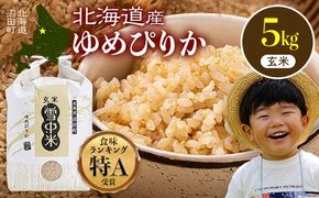 令和8年産 特Aランク米 ゆめぴりか 玄米 5kg（5kg×1袋）【5月発送】雪冷気 籾貯蔵 雪中米 北海道 nr-1632