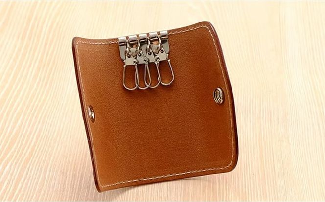 牛革 シンプルキーケース (4連金具) ブラウン | 本革 レザー 革製品 鍵ケース 男女兼用 メンズ レディース 革小物 日本製 北海道 滝川市