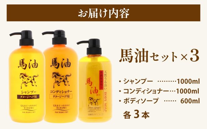 馬油セット（シャンプー・コンディショナー・ボディソープ　各3本）[D-055001] | レディース メンズ ばゆ ばーゆ バーユ 美容 コスメ 富山県 滑川市