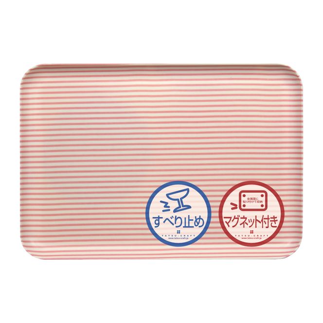 TATSU-CRAFT マグネットトレー SS 21.5cm ストライプ PK ピンク すべり止め付き ［Tk1048］ 303446_DA90798VC02