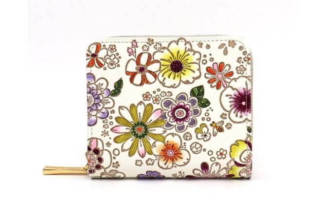 【文庫屋大関】二つ折りファスナーミニ財布 みつばち【皮革工芸品】財布 二つ折り 小物 お札 カード 小銭 コンパクト 牛革 手作り 日本製 墨田区 東京都