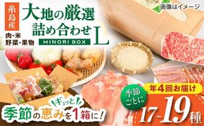 【全4回定期便】糸島産 肉 米 野菜 果物 厳選詰め合わせ MINORI BOX Lサイズ【季節ごとに年4回お届け】 糸島市 / emma.Inc / 米 肉 野菜 果物 詰め合わせ[AOP003] 米 こめ 肉 にく 野菜 やさい 果物 くだもの 糸島 詰め合わせ MINORI