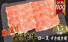 店主こだわり雌牛 飛騨牛A5等級　ロースすき焼き用　約1.1kg [No.083]