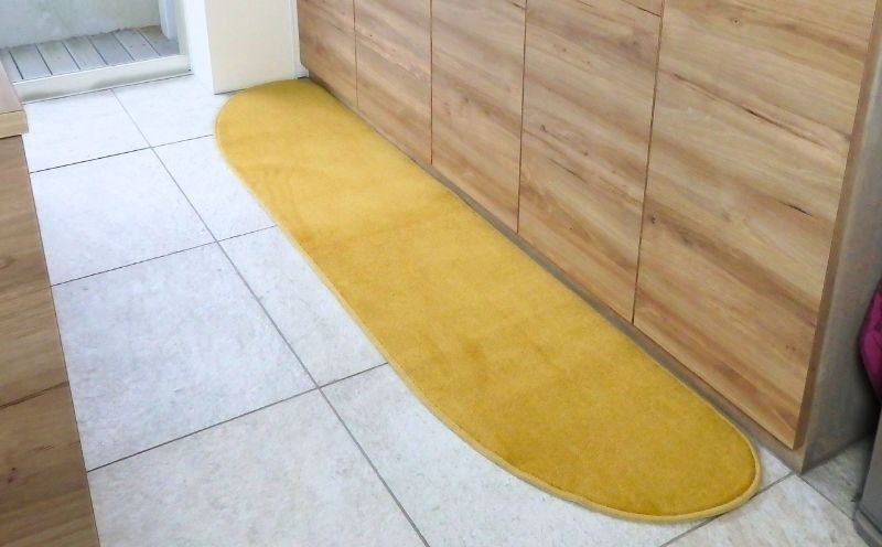 diw0023 北欧風キッチンマット ラグマットタイプ 45×150cm ゆりかご型 ゴールド 抗菌防臭 SEK 織人しきもの屋工房