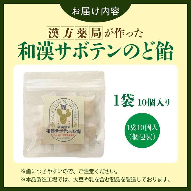 和漢サボテンのど飴　1袋 ［103S12］ 和漢 サボテン のど飴 草漢堂 オリジナル サボテンパウダー入り ノンシュガー 着色料不使用 個包装 島川あめ店 コラボ 飴 キャンディー おかし お取り寄せ 愛知県 小牧市 送料無料
