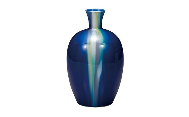 九谷焼 7号花瓶/釉彩 a05 工芸品 伝統工芸 壺 インテリア 置物 銀彩 木箱 