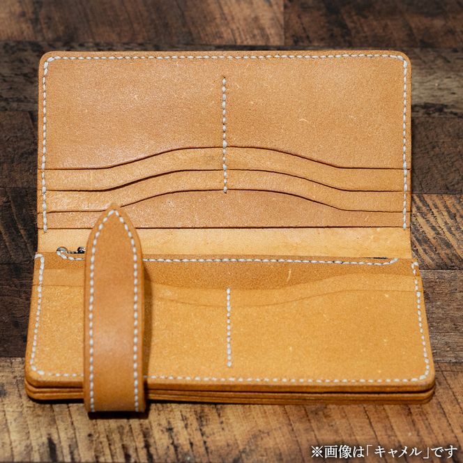 ヌメ革財布（キャメル色）長財布 サイフ さいふ ウォレット キャメル 本革 革製品 シンプル オリジナル デザイン 富山県 立山町 F6T-960