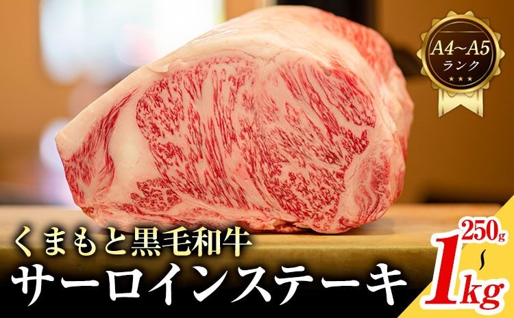 [A4〜A5]くまもと 黒毛和牛 サーロイン ステーキ 250g 500g 1kg [30日以内に出荷予定(土日祝除く)]熊本県 大津町 黒毛和牛 肉 お肉 和牛 牛 牛肉 A5 A4 小分け MEAT PLUS---so_fmpkkss_30d_25_12000_250g---