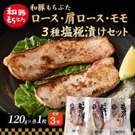 和豚 もちぶた 塩糀漬けセット (ロース 肩ロース もも）120g×各1枚  もち豚 豚肉 ポーク お肉 肉 豚 ぶた ブタ もも肉 精肉 加工肉 アウトドア