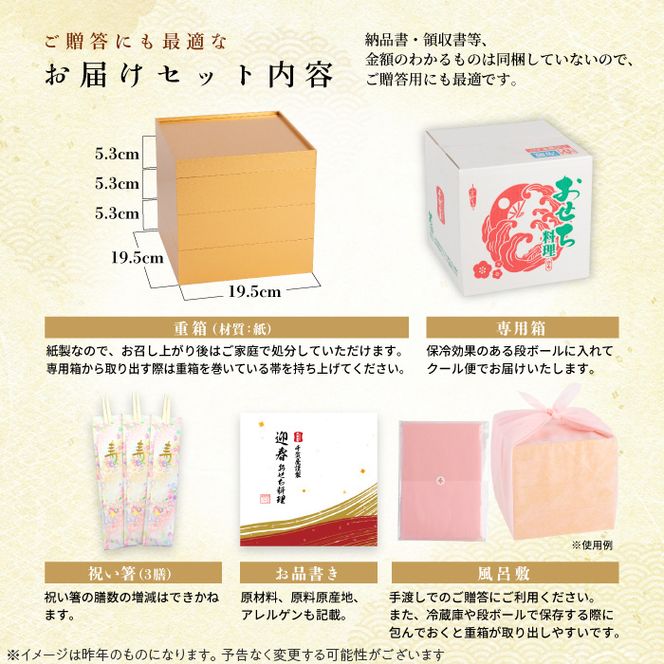 【早期限定寄附額】千賀屋謹製 2027年 迎春おせち料理「にほんばれ」和風三段重 3人前 全34品 冷蔵 ［035S10］ おせち 2027 おせち料理 小牧市 年内配送 年内発送 お節 冷蔵 冷蔵おせち 人気 新春