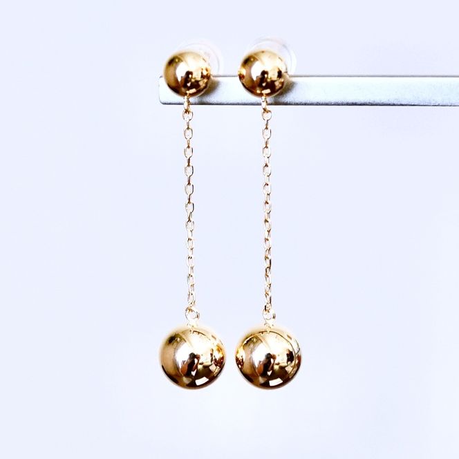 K18(18金) イエローゴールド 地金 ボール チェーン ピアス 保証書付 M912-1 242-025-b