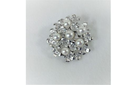 90-09伊勢志摩あこや本真珠ブローチ・あじさい(B01)
