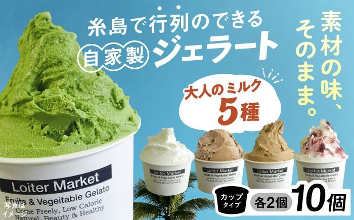 ジェラート アイス ジェラート カップ 10個 セット 大人の味 5種類×各2個 (ミルク_抹茶_ほうじ茶_カフェオレ_ブルーベリーヨーグルト)[糸島][LoiterMarket] [AGD002] ジェラート アイス 詰め合わせ 贈答 人気 食べ比べ ギフト アイス ジェラート アイス ジェラート アイス アイス詰め合わせ ジェラート詰め合わせ アイス贈答 ジェラート贈答 アイスクリーム食べ比べ アイスセット ジェラートセット アイスギフト ジェラートギフト アイススイーツ ジェラートスイーツ 大人の味