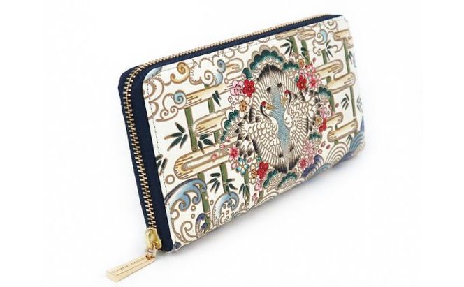 長財布 大容量 ぐるっとファスナーの長財布 むかい鶴 文庫屋大関 通帳が入る 財布 レディース ラウンドファスナー レザー 本革 革 文庫革 レディース財布 お財布 通帳 通帳入れ 通帳ケース 日本製 和風 東京