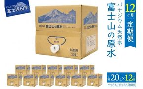 【12か月お届け】バナジウム天然水定期便 富士山の原水 20L BIB 防災 保存 ストック 防災グッズ 備蓄 山梨 富士吉田