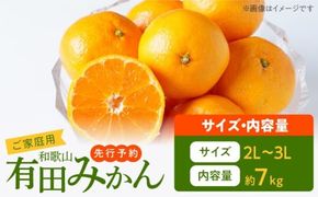 AT6315_【2026年先行予約】ご家庭用　有田みかん 約7kg (2L、3Lサイズ)【湯浅町】