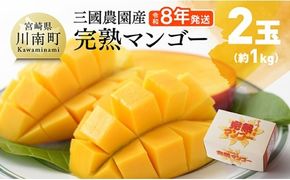 マンゴー 【令和8年発送】宮崎県産完熟マンゴー 三國農園 完熟マンゴー2玉（約1kg） 【 果物 フルーツ マンゴー 宮崎県産 完熟マンゴー みやざきマンゴー 】 [C08303]