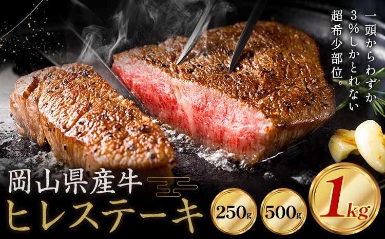 牛肉 国産 ヒレ ステーキ 岡山県産牛 選べる 250g 500g 1kg お試し 大容量[60日以内に出荷予定(土日祝除く)] 岡山県 笠岡市 肉 ステーキ 高級部位 希少部位 グルメ お取り寄せグルメ---kasaoka_zsy_290_25---
