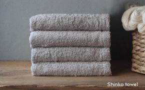 G3488 【TVで紹介！】おぅ！え～やん フェイスタオル（グレー）4枚【泉州タオル 国産 吸水 普段使い 無地 シンプル 日用品 家族 ファミリー】 