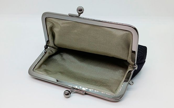 がま口ポーチM ぜんまい紬 濃紫 ファッション小物 財布 ファッション 