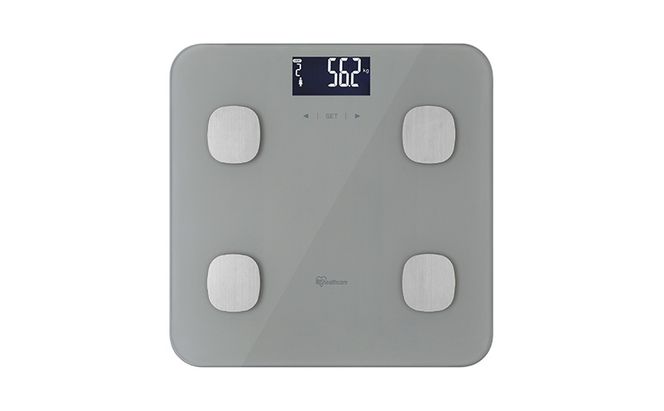 体重計 体組成計 IBCM-B212-H グレー アイリスオーヤマ 薄型 体重 体脂肪率 内臓脂肪 筋肉率 基礎代謝量 骨量 体脂肪 ダイエット 健康 健康づくり 体重管理 ヘルスメーター 多機能 体水分率 BMI Bluetooth連携 