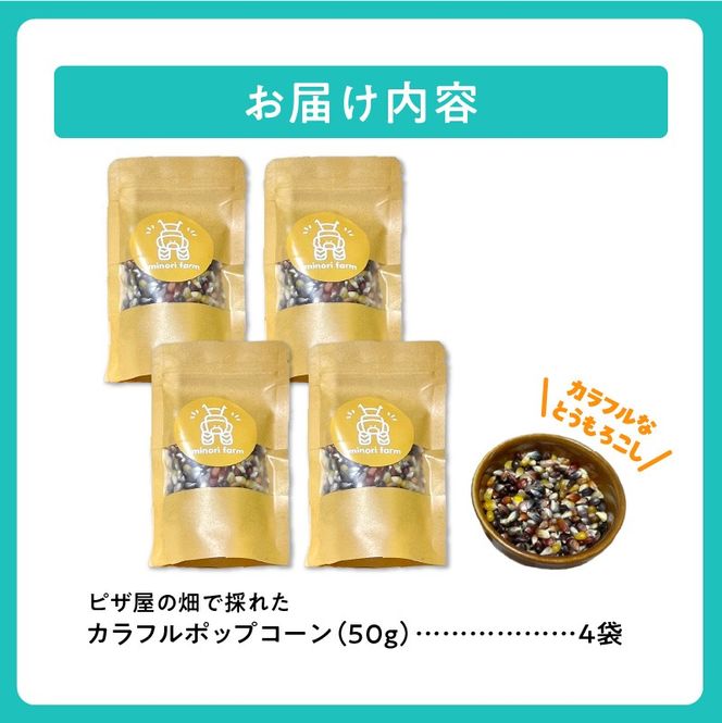 minori pizzaがお届けする【ピザ屋の畑で採れたカラフルポップコーン】　4袋入り_S032-0018