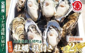 【先行受付】カキ 殻付き 2年貝 約2kg（20個前後） 佐呂間産 ［3回定期便］（10月中旬以降順次発送開始予定） SRMA039