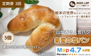 1176.【定期便3ヶ月】山塩香る人気パン 氣愛の塩パン 5個×3回 313726_BD057