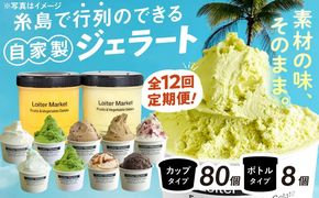 ジェラート アイス 【 全12回 定期便 】 カップ 10個 × 8回 / お楽しみ ボトル 2個 × 4回 セット 糸島 / LoiterMarket ロイターマーケット [AGD012]  アイスクリーム