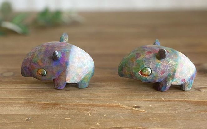 マレーバク 木彫りの置物 1点 オブジェ 動物 糸島市 / しろくも工房【いとしまごころ】[AEO010]